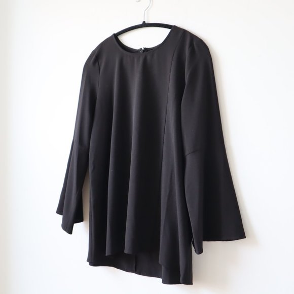 Kensie Black Swing Blouse with Bell Sleeves, Size Small - Picture 2 of 12